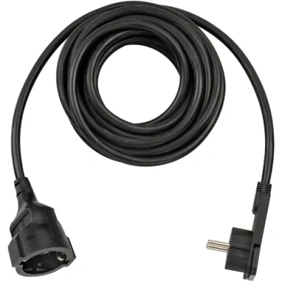 Immagine di Brennenstuhl, Cavi di prolunga corti con spina piatta angolata 5m H05VV F3G1,5 nero