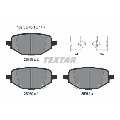 Immagine di TEXTAR Kit pastiglie freno con segnalatore acustico usura accessori 2695901