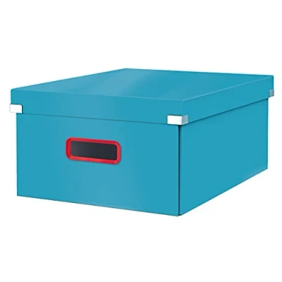 Immagine di Leitz Click &amp; Store WOW Scatola Archivio Grande, per Riporre e Trasportare Documenti A3 Oggetti di Grandi Dimensioni, Adatta a Casa Ufficio, Blu Calmo, 53490061