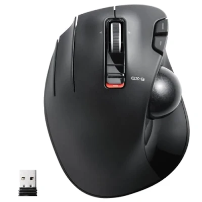 Immagine di ELECOM Japan Brand Wireless Trackball Mouse for Left Hand, Thumb Operated Model, Ergonomic Grip, Tilt Function, 6 Buttons, Black/M XT4DRBK