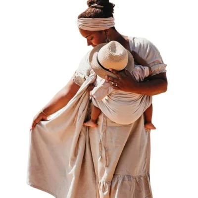 Immagine di Hoppediz Ring Sling, Fascia porta bebè per neonati e bambini con due anelli in alluminio, 0 36 mesi, 3 20 kg, Djerba