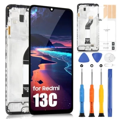 Immagine di LCD Schermo per Xiaomi Redmi 13C Display 23100RN82L Touchscreen Digitazer Assembly con Riparazione Kit (6.74&quot;,Nero Cornice)