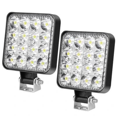 Immagine di HOSPAOP Faro da lavoro a LED, 12 V, 48 W, LED per fuoristrada, IP67, illuminazione trecker escavatore, SUV, UTV ATV, confezione 2