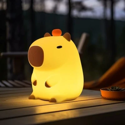Immagine di Focenat Lampada capibara,Capibara Lampada,Capybara Lamp,Luce notturna per bambini,Capibara Touch,Lampada morbida animali silicone,Capybara Luce Notturna,per Camera da Letto,Cameretta,Bambini