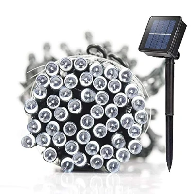 Immagine di Lamker 5M 50LED Catena Luminosa Solare Bianco Freddo Esterno Impermeabile Lucine 8 Modalità Illuminazione Ghirlanda Decorative Stringa Luci per Patio Balcone Giardino Albero Matrimonio Natale Festa