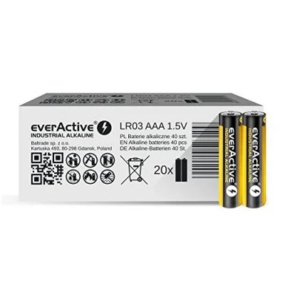 Immagine di EverActive Confezione da 40 batterie AAA alcaline industriali, Micro LR03 R03, 1,5 V, durata 5 anni, pezzi