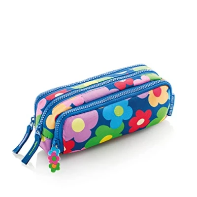 Immagine di Miquelrius Astuccio portapenne doppio, dimensione,materiale riciclato, chiusura zip, maniglie metalliche con nastro, Agatha Ruiz de la Prada, collezione Flower, Fiori, Triple,