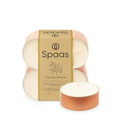 Immagine di Spaas Lumini profumati maxi in oro rosa, confezione da 8 pezzi, 10 ore Glorious Glimmer