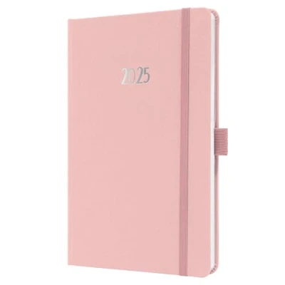 Immagine di SIGEL J5405 Agenda settimanale Jolie 2025, certificazione FSC, 2 pagine = 1 settimana, copertina rigida con superficie in materiale tessile, circa A5, rosa chiaro, 174