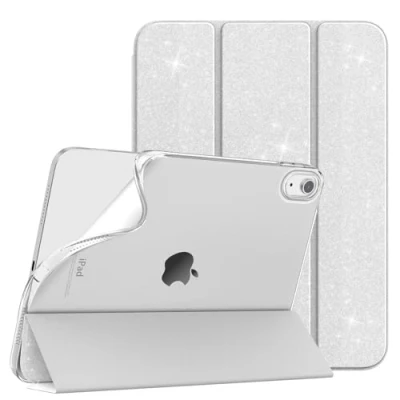 Immagine di TiMOVO Custodia Compatibile con iPad 10 Generazione 10,9&quot; 2022, Smart Cover in PU Supporto, Funzione di Auto Sveglia/Sonno, Retro TPU Morbido, Glitter Bianco