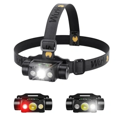 Immagine di Wurkkos Lampada LED HD50 da 4000 lumen, tipo C Charge torcia frontale con 9 modalità di luminosità, super luminosa IPX8 impermeabile, utilizzata per corsa notturna, jogging, campeggio