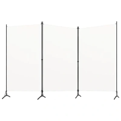 Immagine di vidaXL Paravento a 3 Pannelli Divisorio Separè Byobu Pieghevole Schermo Separatore Ambienti Interni Protezione Privacy Bianco 260x180 cm