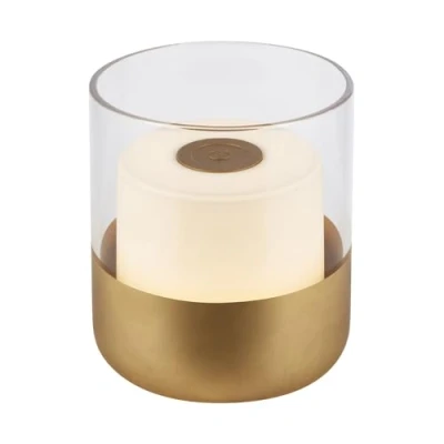 Immagine di BRILONER Mini lampada da tavolo a LED senza fili, comodino dimmerabile, scrivania, lettura, per esterni e interni, luce bianca calda, 9x10cm, oro