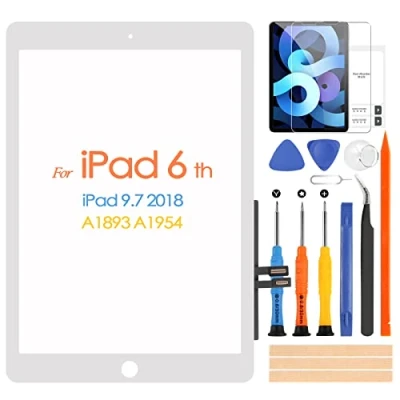 Immagine di ARSSLY Touchscreen per ipad 2018 9.7 A1893 A1954 Digitizer Schermo 6 con Kit de Riparazione, Sostituzione 6th (Senza Home Bottone, Non LCD Display) (Bianco)