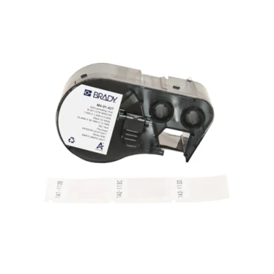 Immagine di Brady Etichette in Vinile autolaminante per Stampante BMP41/BMP51/BMP53/M511 180 Industriali Adesive Nero su bianco, trasparente (25,40 mm (L) x 38,10 (A)) M4 91 427