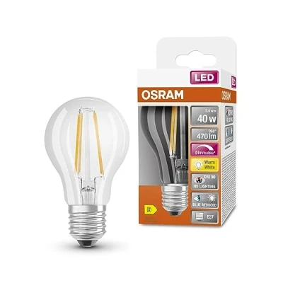 Immagine di OSRAM Lampada LED SUPERSTAR+ CLASSIC A FIL 40, E27, goccia, 3.4W, 470lm, 2700K, luce bianca calda, componente blu e affaticamento visivo notevolmente ridotti, dimmerabile, basso consumo energetico