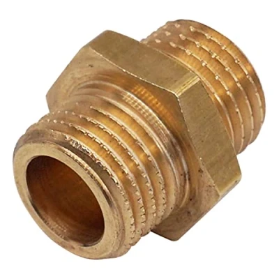 Immagine di SKIR&#039;CO (4 pz) Ottone Esagonale Nipplo Raccordo 1/4&quot; x Filettatura Esterna, Tubo Maschio BSP