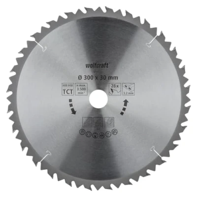 Immagine di Wolfcraft 6741000 Lama circolare in metallo duro 300 x 30 mm Numero di denti: 28 1 pz.