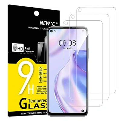 Immagine di NEW&#039;C 3 Pezzi, Vetro Temperato per Huawei P40 Lite 5G, [Non 4G] Pellicola Prottetiva Anti Graffio, Impronte, Senza Bolle, Durezza 9H, 0,33mm Ultra Trasparente, Resistente