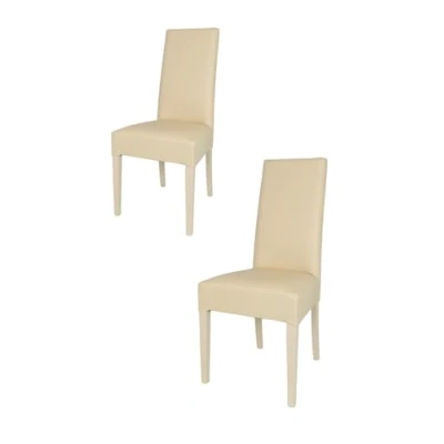 Immagine di t m c s Tommychairs Set 2 sedie imbottite modello Luisa per cucina e sala da pranzo, robusta struttura in legno di faggio sabbia, seduta schienale rivestiti pelle artificiale sabbia