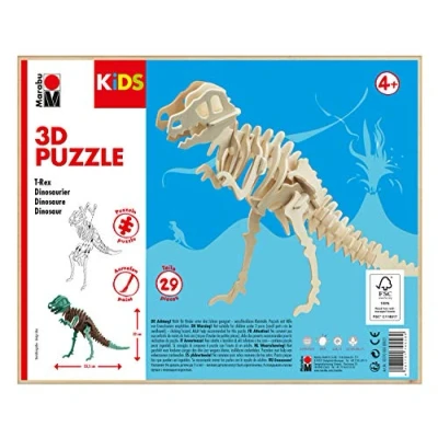 Immagine di Marabu Kids Puzzle in Legno 3D T Rex Dinosauro, 29 Pezzi, Circa 23,5 x 32 cm, Colore, 0317000000021
