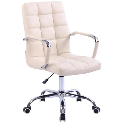 Immagine di CLP Sedia Design Ufficio Deli I Poltrona Scrivania Imbottita Direzionale Girevole E Regolabile, Colore:Crema