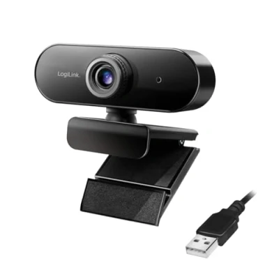 Immagine di LogiLink UA0371 Webcam USB Pro Full HD con microfono per videochiamate nitide da Skype/Google Meet/FaceTime/FB Messenger/ecc.