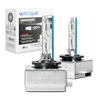 Immagine di wattstar Lampade per fari, lampadine esterni D3S 35W 8000K Cool White, lampada fari Xenon HID, impermeabile IP68, adatto a condizioni meteorologiche variabili
