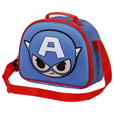 Immagine di Karactermania Captain America Bobblehead 3D Lunch Borsa a tracolla per bambini, Taglia: One Size, Azul