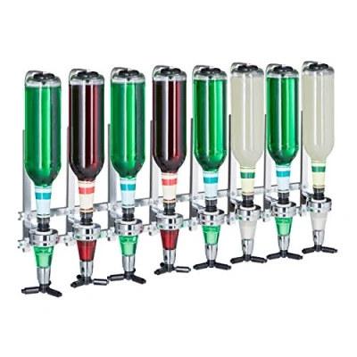 Immagine di Relaxdays Spillatore da Parete, Bar Butler per 8 Bottiglie, Dosatore Professionale 3 cl, HLP 73x36x11 cm, Argento