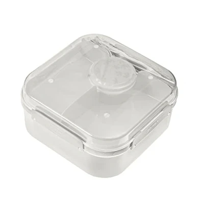 Immagine di BranQ Home essential, contenitore per il pranzo in plastica senza BPA, bambini e adulti, a 2 scomparti multipli con posate, tappo vite coperchio chiusura
