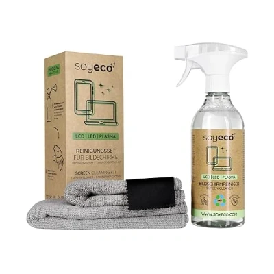 Immagine di 500 ml di Spray Per la pulizia dello schermo + 3 panni in microfibra Fluido smartphone, laptop, tablet, TV, LCD/TFT, LED, OLED, monitor, orologi Senza sbavature