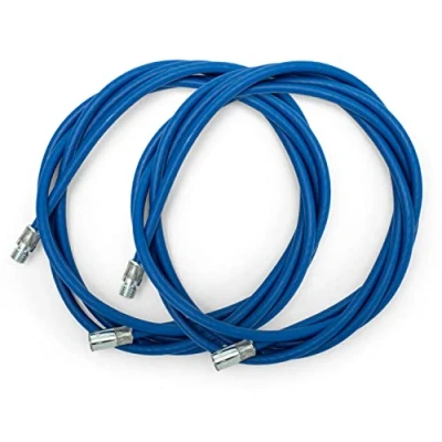 Immagine di BARETTO 2 Prolunghe Flessibili Blu in Acciaio Rivestite per Kit Pulizia della Stufa a Pellet, di 3 Metri la Pellet con Curvatura 90, Adatta Stufe Curve