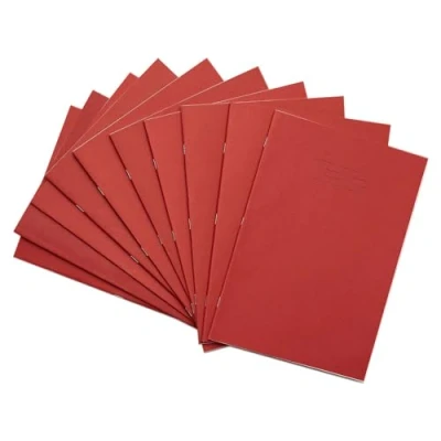 Immagine di RHINO Quaderno formato A4, 80 pagine, a quadretti, colore: rosso (Confezione da 10)