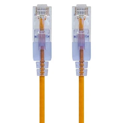 Immagine di Monoprice Cat6A Cavo patch UTP 30AWG 10G in puro rame nudo antigroviglio RJ45 serie SlimRun da 0,3 m, giallo, 10 pezzi