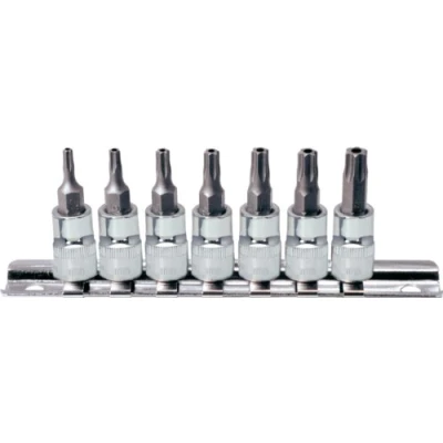 Immagine di KS Tools 918.1460 1/4&quot; Serie di bussole p.viti Torx c.foro CHROME 7 pzTB10 TB40