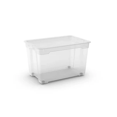 Immagine di Keter Set di 4 Contenitori in Plastica con Coperchio R Box XL, Trasparenti, Dotati Ruote, Adatti per Armadi e Garage, 57 L, 56,5x38x36H cm