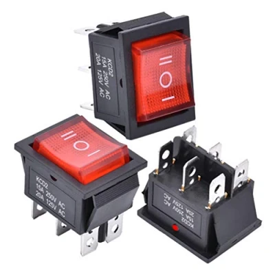 Immagine di APIELE 3 interruttori a leva, posizioni on/off, interruttore bilanciere LED con DPDT 6 pin, 250 V, 16 A, per case, industre, fai da te, KCD2 203N (rosso)