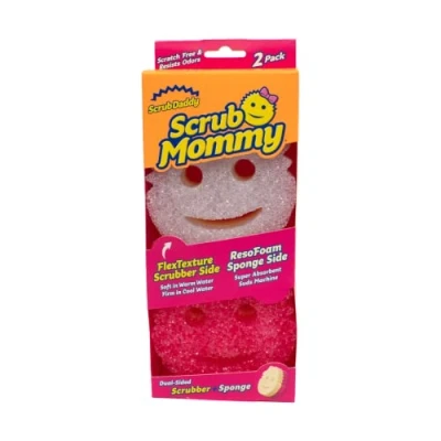 Immagine di Scrub Daddy Mommy, Spugna Abrasiva Cucina su Due Lati, Alternativa Prodotti ai Panni Non Graffiati, Faccina Sorridente per Lavello, Bagno e Doccia, FlexTexture, Assortita, 2 pz