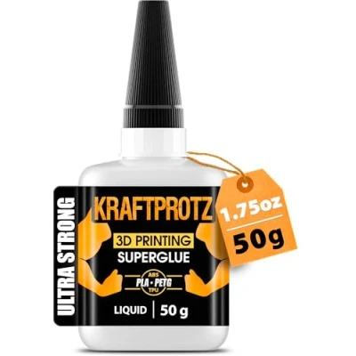 Immagine di ARKA KRAFTPROTZ STAMPA 3D 50 g colla istantanea extra forte Ideale per l&#039;incollaggio di PLA, ABS, PETG e TPU Con punta speciale anti asciugatura Super liquida.
