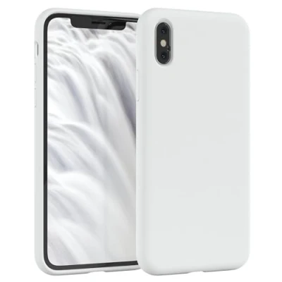 Immagine di EAZY CASE Silicone Custodia per cellulare compatibile con iPhone X/XS, Slimcover protezione della fotocamera e fodera, in silicone, copertura protettiva, Bianco