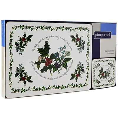 Immagine di Pimpernel Set di 6 tovagliette e sottobicchieri, in legno con retro sughero, 30,5 x 23 cm 10,5