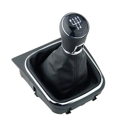 Immagine di L &amp; P Car Design L&amp;P A256 6 Cuffia del cambio, colore nero, 5 marce, compatibile con VW Golf V, VI, telaio completo, pomello plug play, ricambio per 1K0711113 5K0711113 1K871113