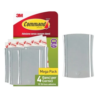 Immagine di Command Chiodo Adesivo Universale XL per Cornici con Passepartout 4 Chiodi e 10 Strisce Adesive ottimale Appendere Quadri, Specchi Orologi senza Forare o Danneggiare il Muro Fino a 3,6 Kg