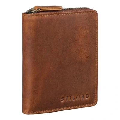 Immagine di STILORD &#039;Giannis&#039; Portafoglio Piccolo Uomo RFID in Pelle con Blocco NFC Mini Borsellino Portamonete Porta Carte per Carta d&#039;Identità EC Cuoio Autentico, Colore:kara cognac