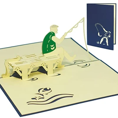 Immagine di LIN Pop Up 3d biglietti di auguri, compleanno, Angler