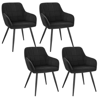 Immagine di WOLTU 4X Sedie da Pranzo Poltroncina per Camera Letto Moderna in Tessuto di Velluto Nero BH93sz 4