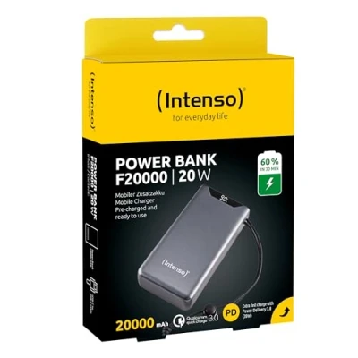 Immagine di Intenso F20000 Power bank 20000 mAh Ricarica rapida, Consegna di potenza LiPo USB A, C® Grigio
