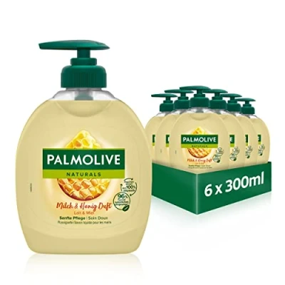Immagine di Palmolive sapone Naturals latte e miele 6 x 300 ml liquido per tutti i tipi di pelle, le mani, mani