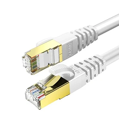 Immagine di KASIMO Cavo Ethernet Cat 8, RJ45 LAN, Internet Alta velocità di Rete 40 Gbps / 2000Mhz 2m Bianco
